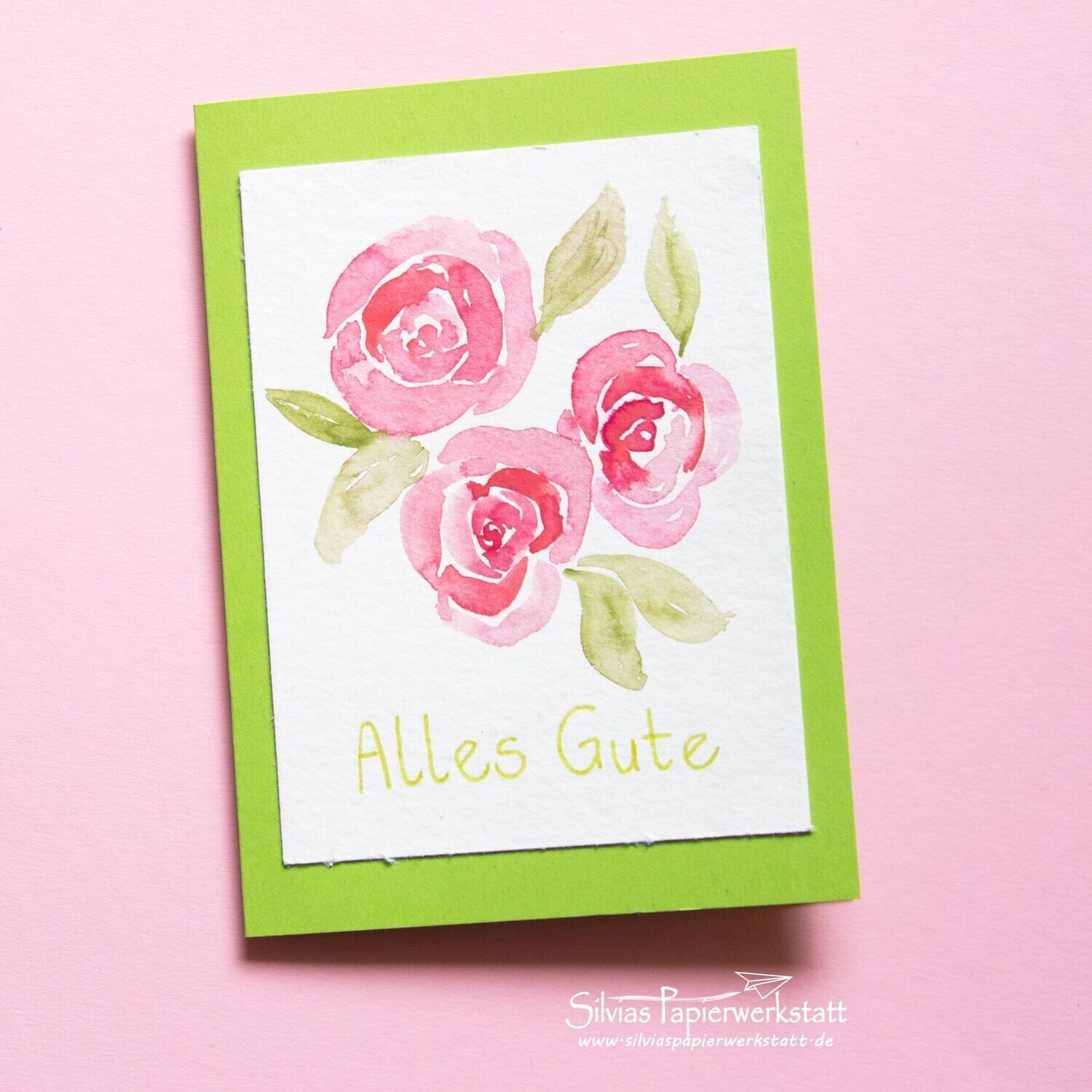 Aquarellkarte - Rosa Rosen