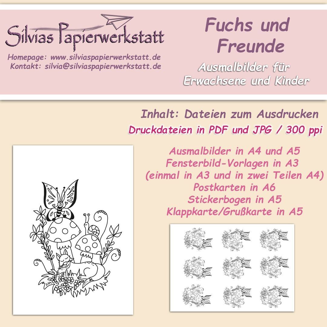 Set zum Colorieren: Fuchs und Freunde