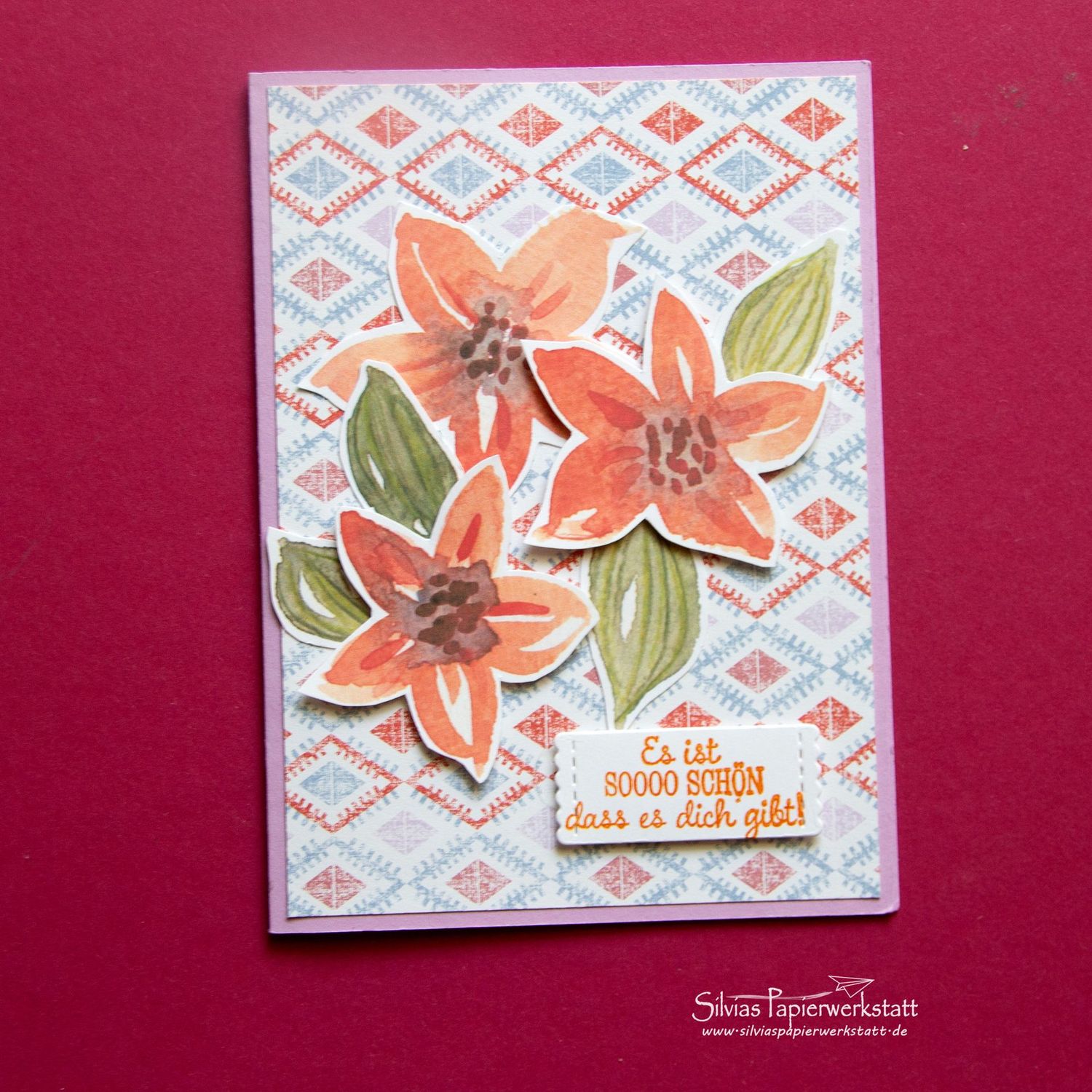 Orange Aquarellblüten