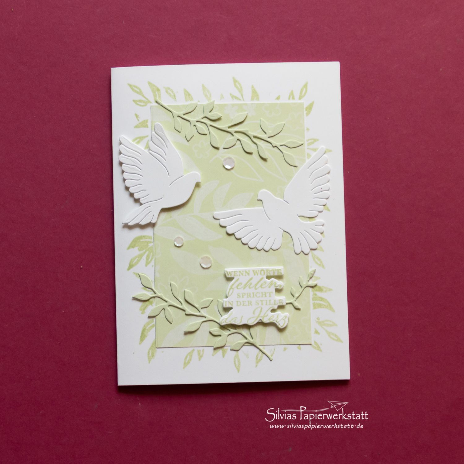 Trauerkarte mit Tauben