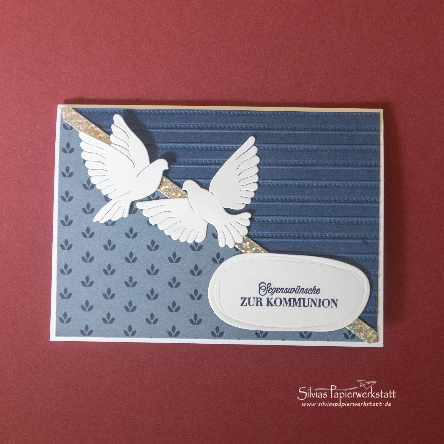 Segenswünsche zur Kommunion mit Tauben/ Marineblau Segenswünsche zur Kommunion mit Tauben/ Marineblau