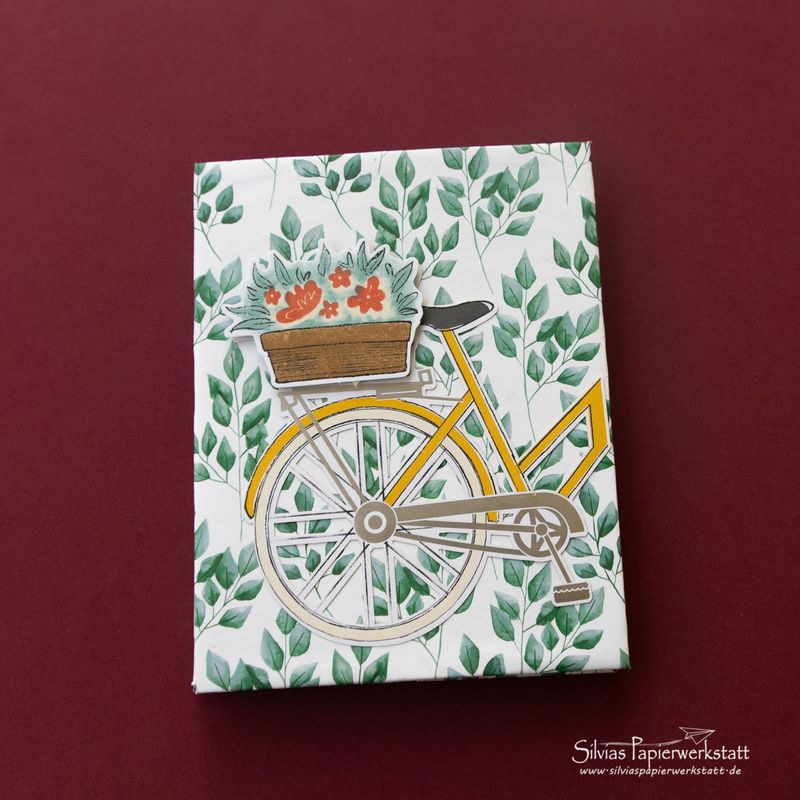 Minialbum aus Briefumschlägen - Fahrrad und Blumen Minialbum aus Briefumschlägen - Fahrrad und Blumen