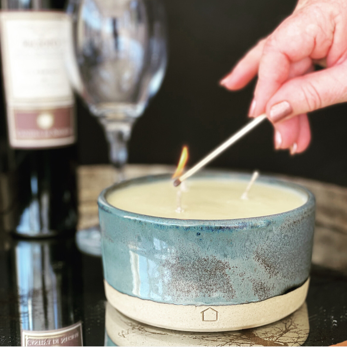 Three Wick Glossy Grey Christmas Candle