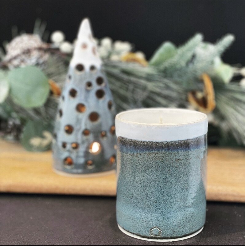 Luxury Hand Poured ‘Santa’s Nuts’ Candle In White Topped Glossy Grey Glaze