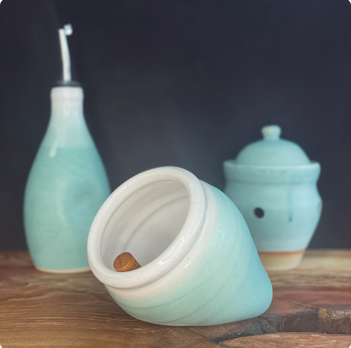Sage Leaf Salt Pig &amp; Scoop