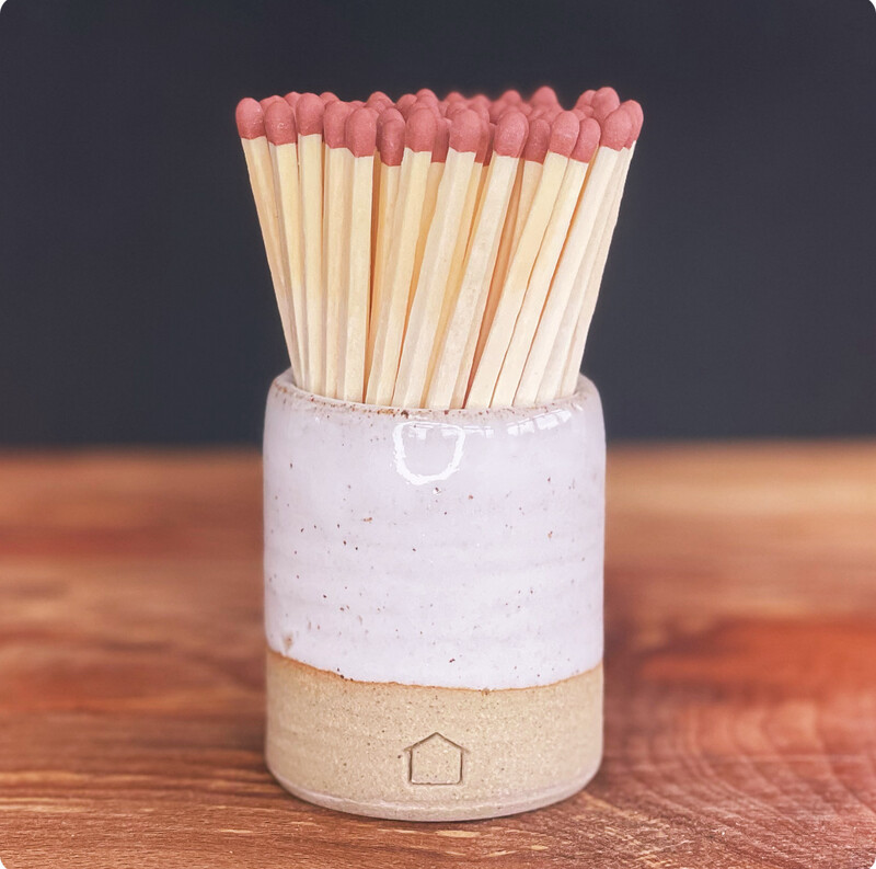 Speckled White Matchstick Holder