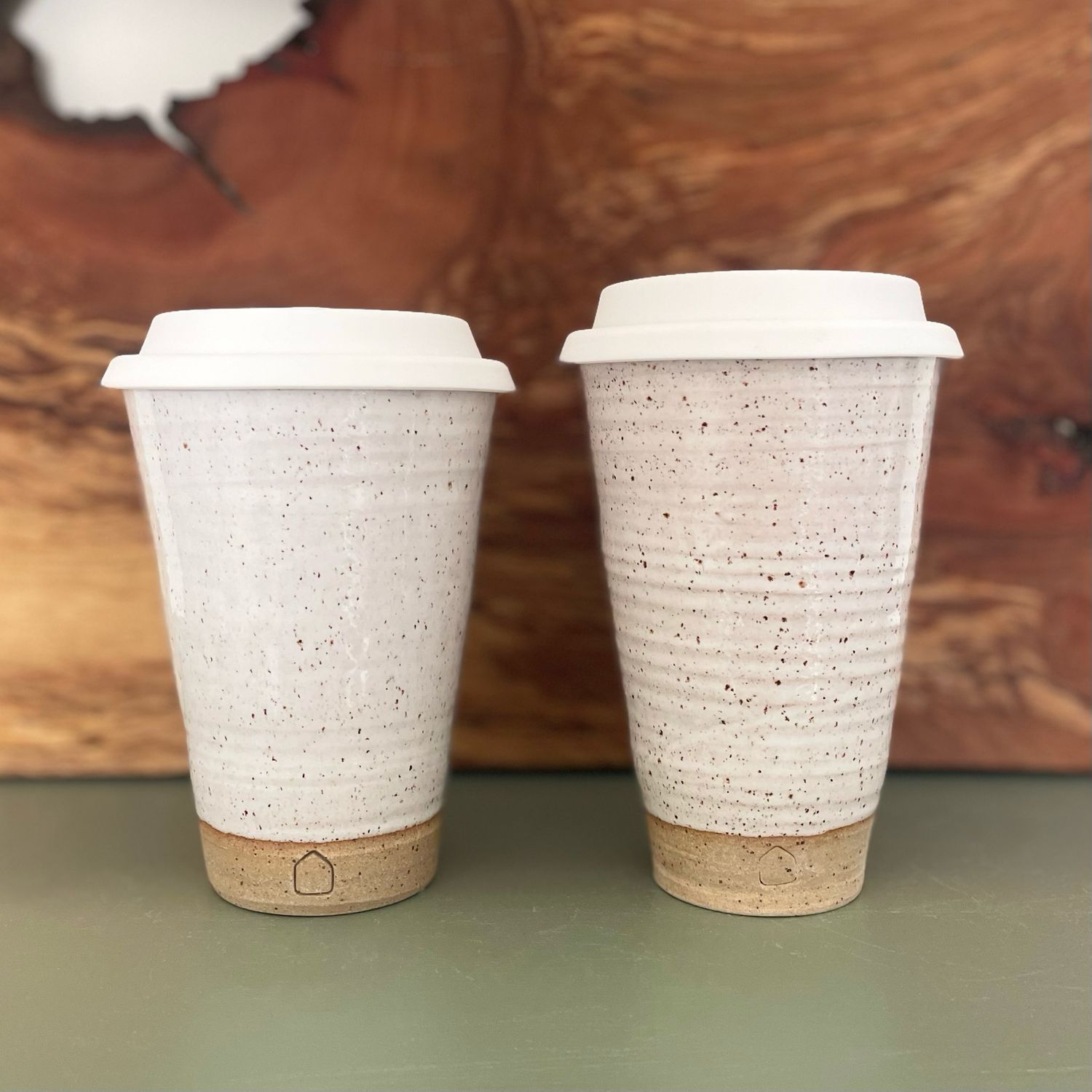 12oz Travel Cup in Speckled White
