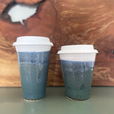 9oz Travel Cup in White Capped Glossy Grey