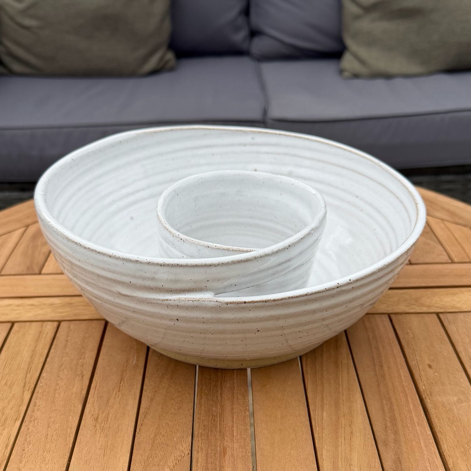 Chip &amp; Dip Bowl - Speckled White