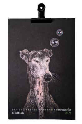 Dogs and Bubbles Kalender 2022 // Kunstdruck mit Klemmaufhängung // DIN A4