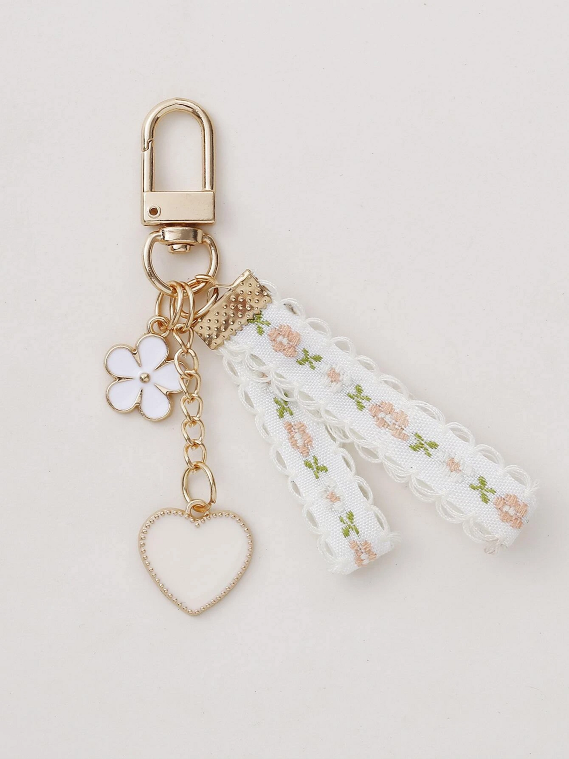 HEART WITH FLOWER CHARM KEYRING