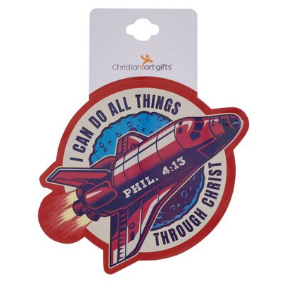 BE STRONG &amp; COURAGEOUS SPACE COLLECTION I CAN DO ALL THINGS STICKER (99 x 79mm)