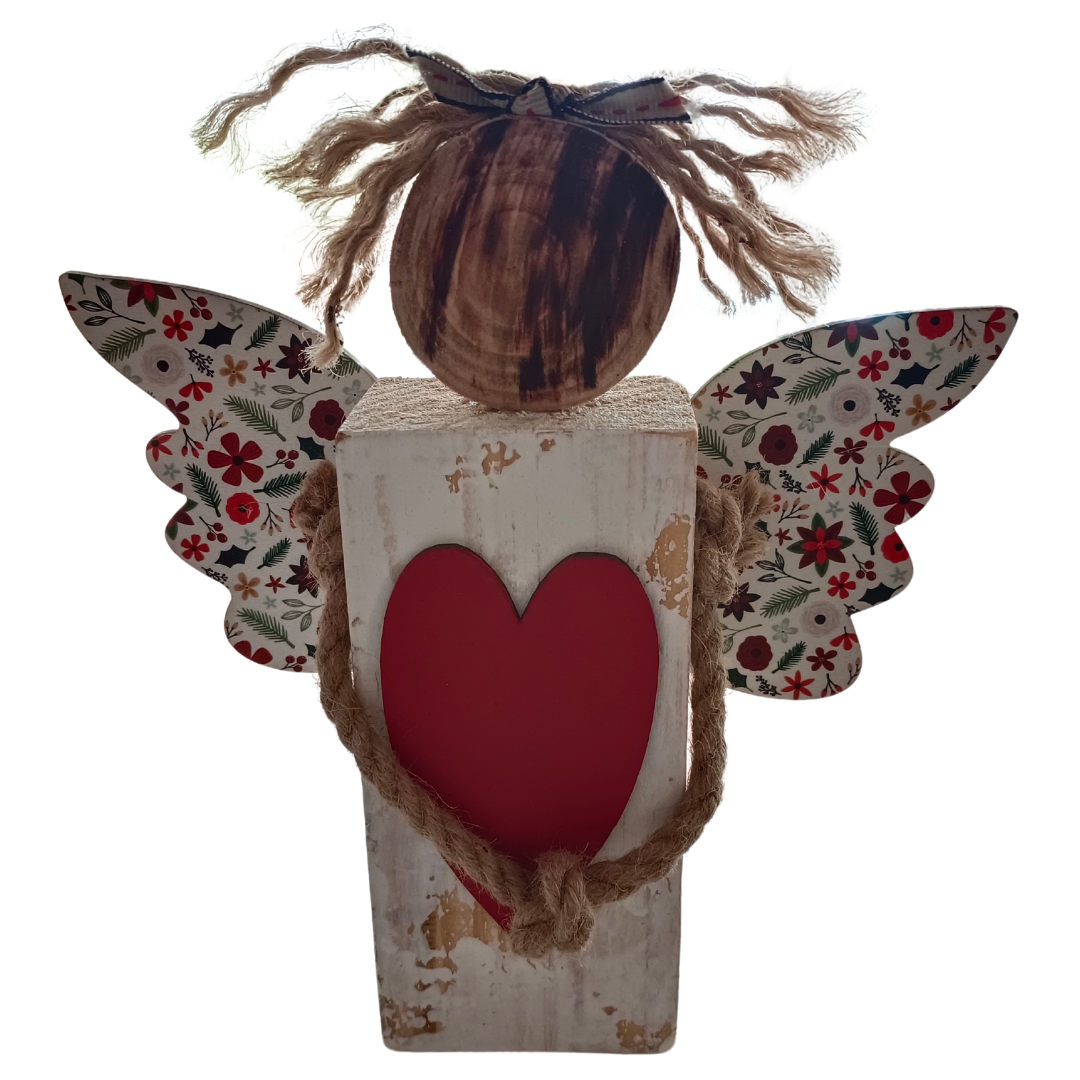 STANDING WOODEN ANGEL (24 x 22cm)