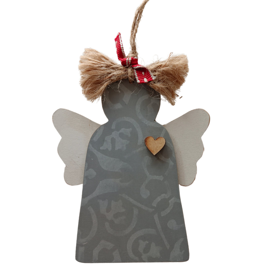 ANGEL WOOD HANGING ORNAMENT (10.5 x 9.5cm)