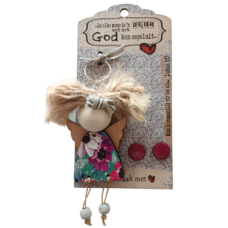 IN ELKE MENS IS &#39;N DEUR WAT NET GOD KAN OOPSLUIT ENGEL SLEUTELRING EN OORBELLE