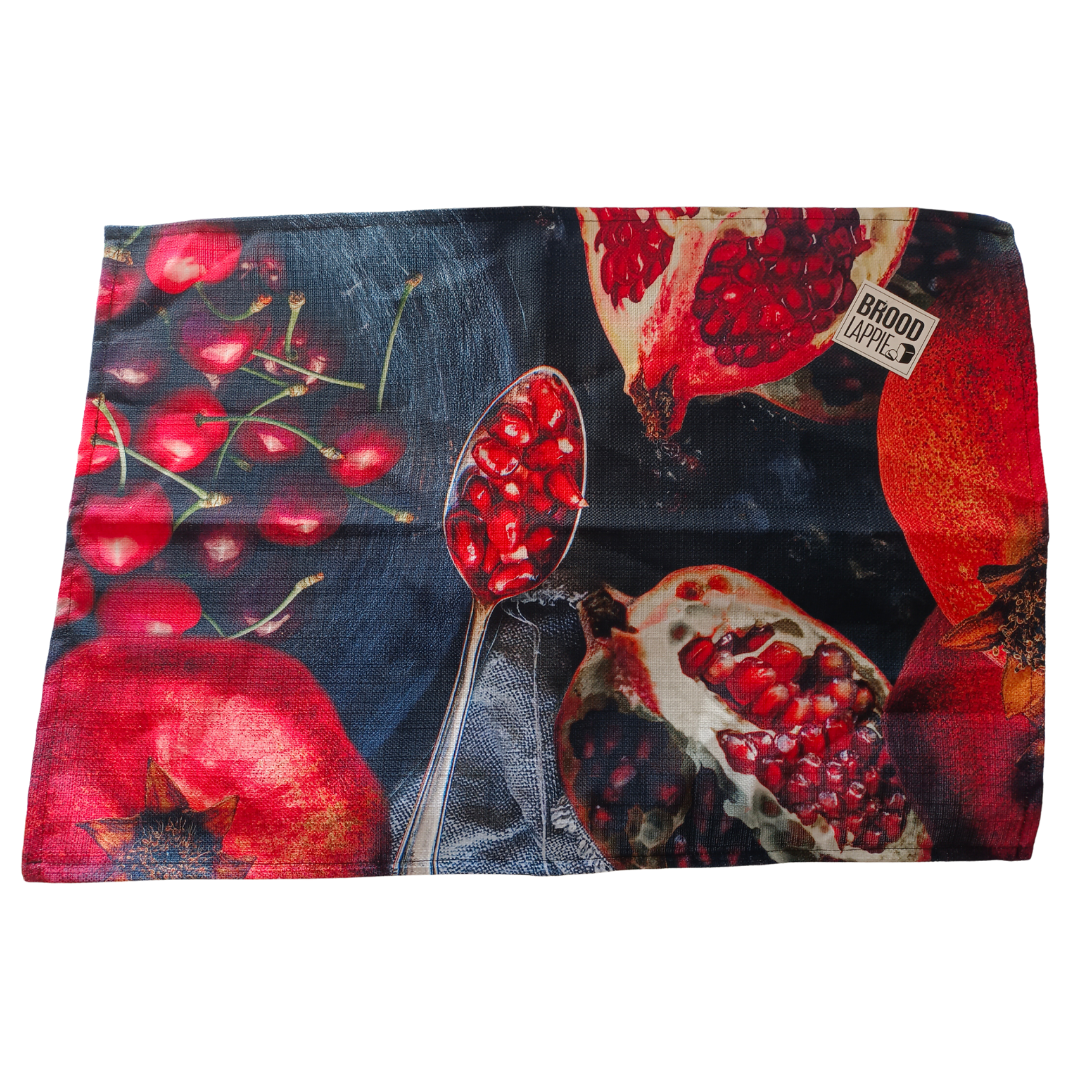 POMEGRANATE BROODLAPPIE/FOOD TOWEL MOCK LINEN (700 x 500mm)