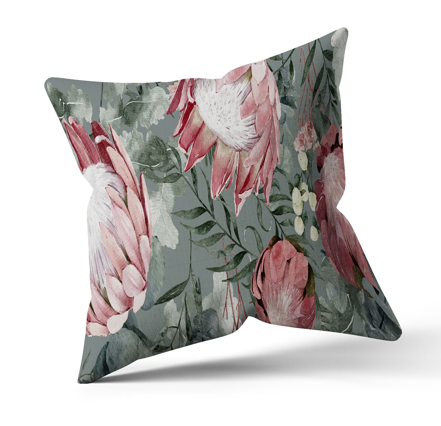 GREEN MEADOW PROTEA SCATTER CUSHION (COVER ONLY) (60 x 60cm)