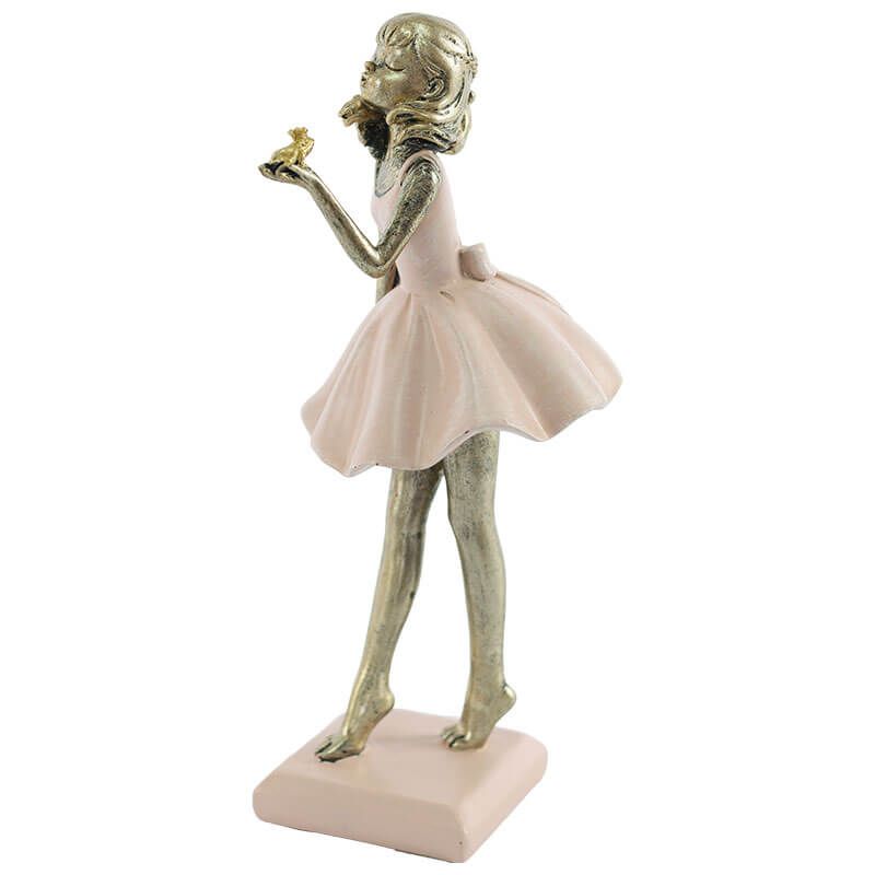 PINK DRESS GIRL KISSING FROG (24cm)