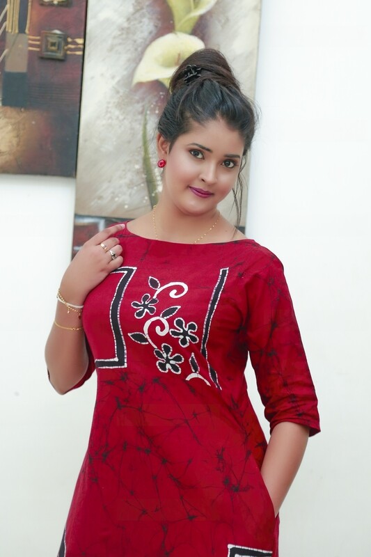RED LONG BATIK FROCK