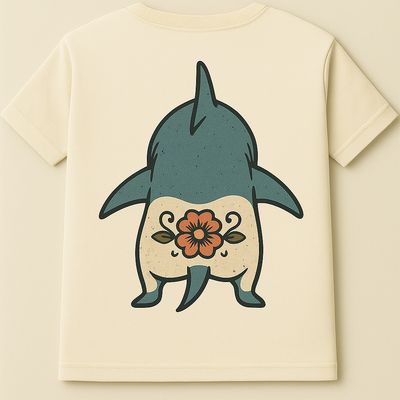 Women’s Razor Back Tank Top with an image of a Shark W/Tramp Stamp