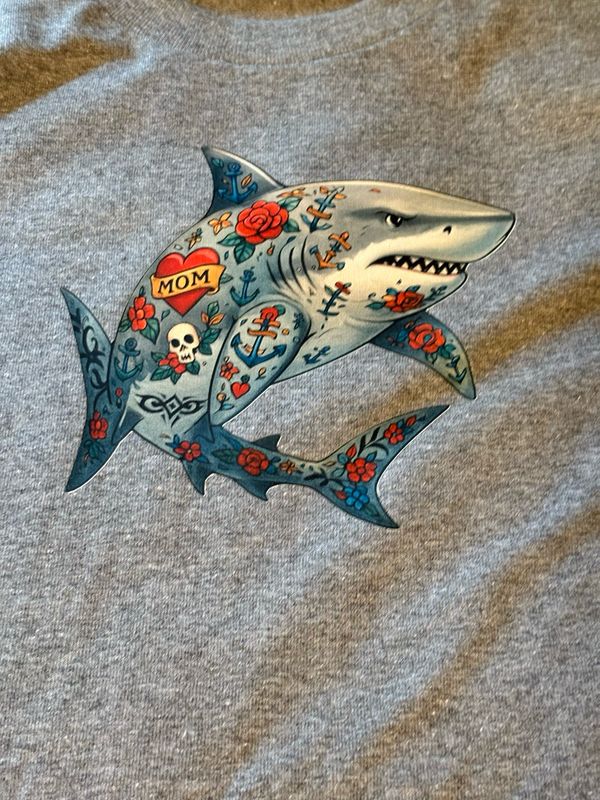 Women’s T-Shirt with image of Bullshark Fully Tattooed w/Mom