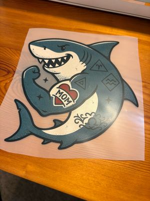 Men’s Tank Top with image of Bullshark Flexing w/Mom