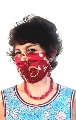 Adults and Kids Brocade Two-Ply, Pleated Face Mask with Pocket