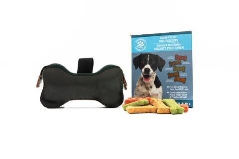 Treats Fanny - Zip Bone in Black Leather with Green Trim and Print
