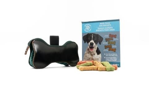 Treats Fanny - Zip Bone in Black Leather with Green Trim and Quilt