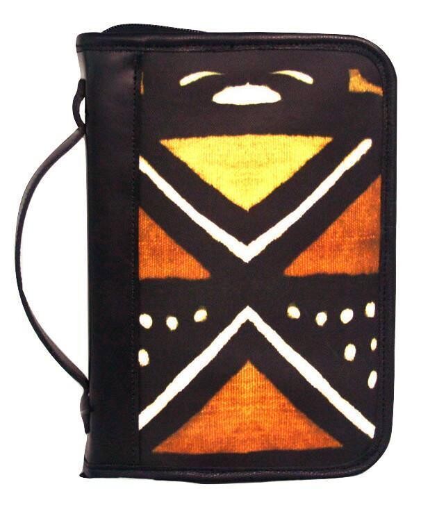Bible Case in African Mudcloth Print and Leather