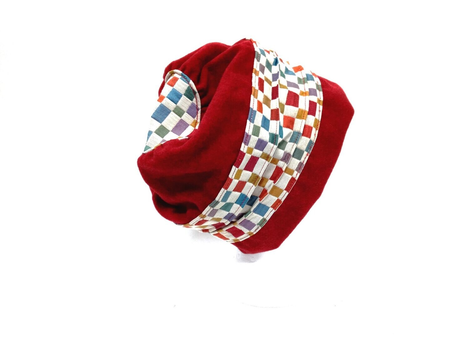 Hat Medium Profile Red w/Checker