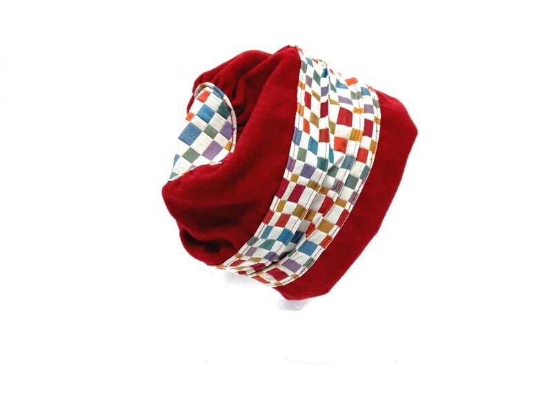 Hat Medium Profile Red w/Checker