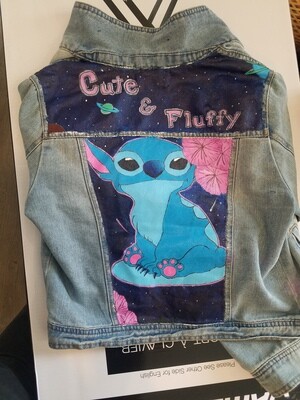Stitch &quot;Cute &amp; Fluffy&quot; Denim Jacket: Acrylic Fabric Paint