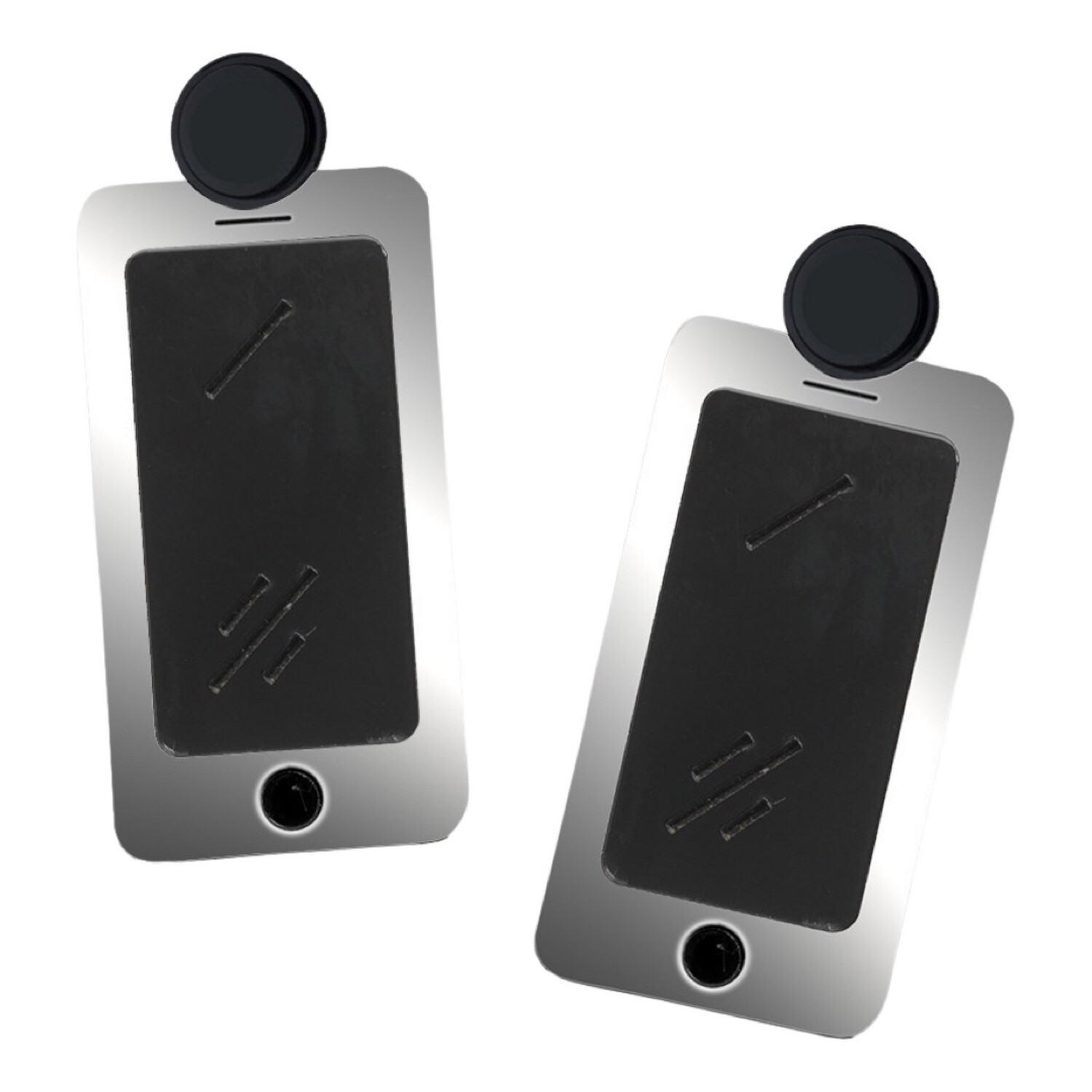 IPHONE EARRINGS w/NFC CHIP (MIRROR SILVER)