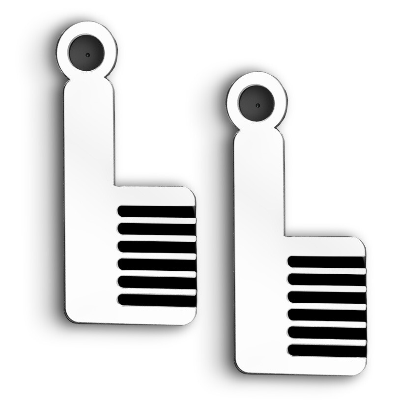 Hair Comb Earrings w/NFC Chip (White)