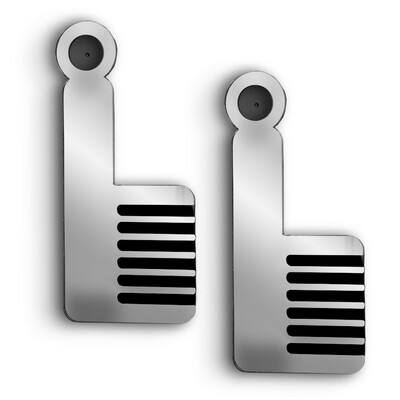 Hair Comb Earrings w/NFC Chip  (Mirror Silver)