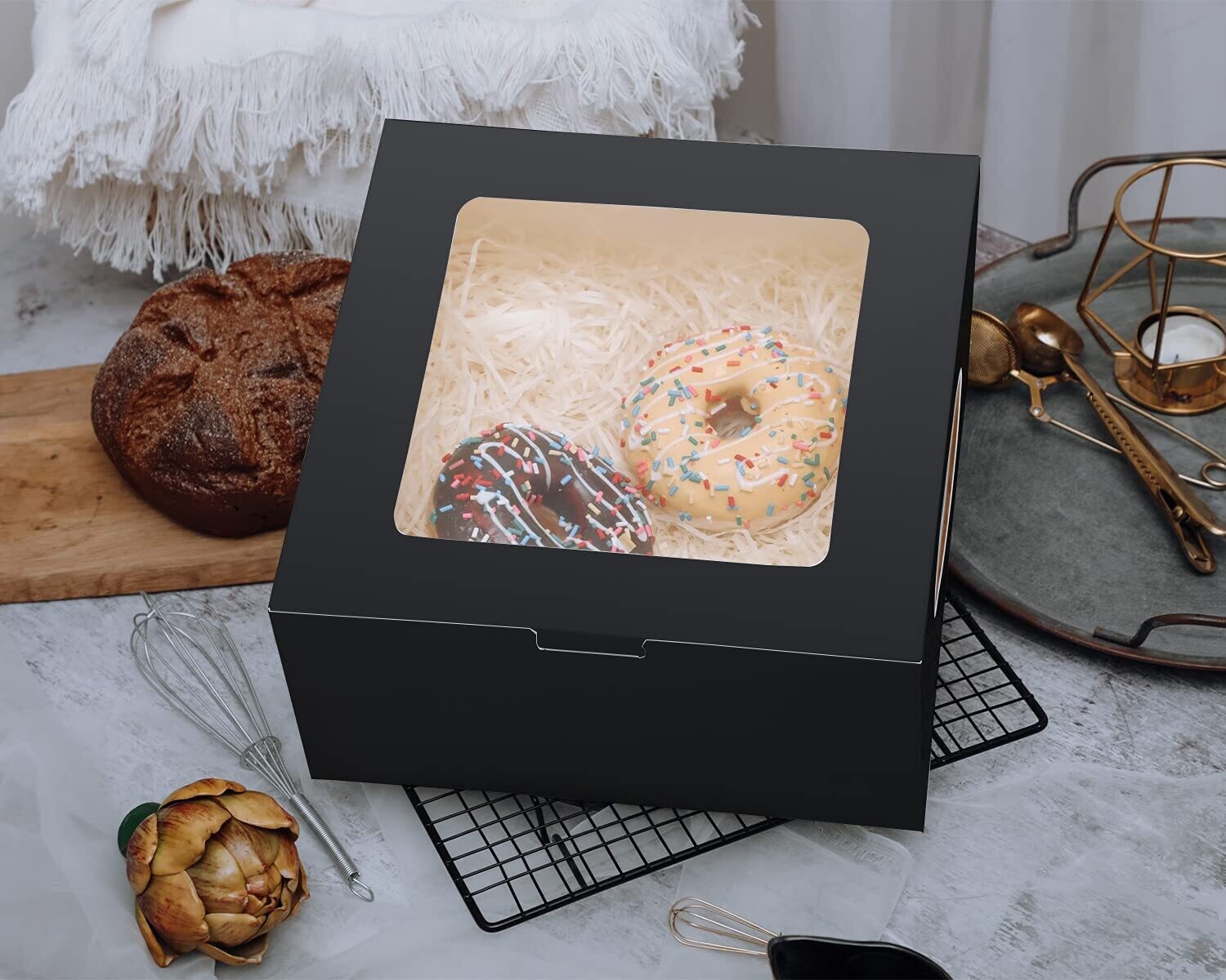 10"×10"×5" Black Bakery Box
