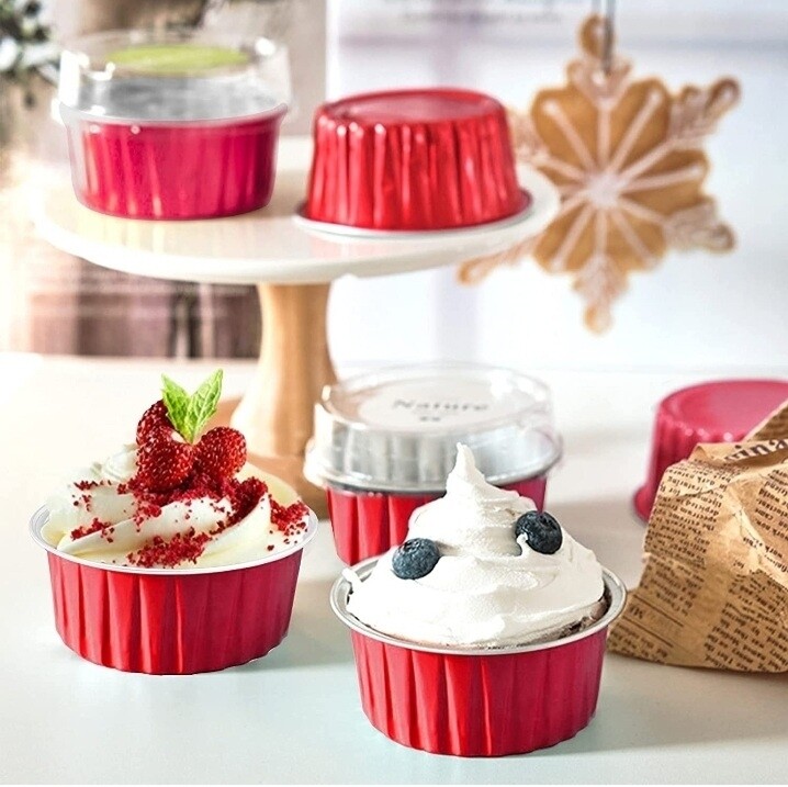 5oz Red Foil Ramekins with Lids