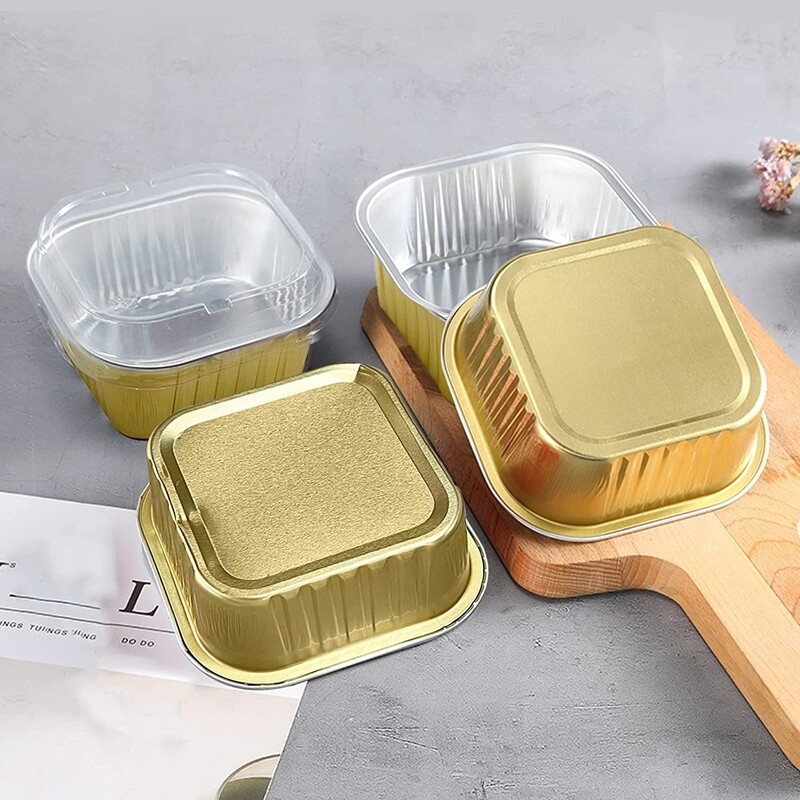 5oz Gold Square Foil Ramekin with Lid