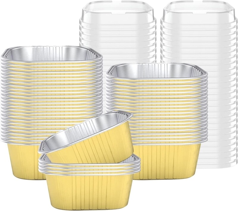 10oz Gold Foil Square Ramekin with Lid