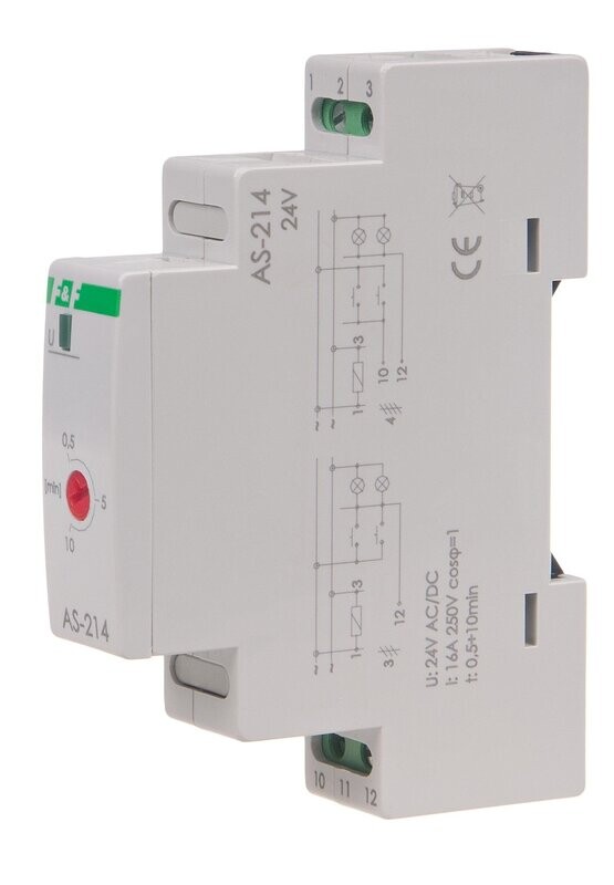AS-214 Treppenhausautomat Treppenlichtzeitschalter 24V AC/DC AS-214 Treppenhausautomat Treppenlichtzeitschalter 24V AC/DC