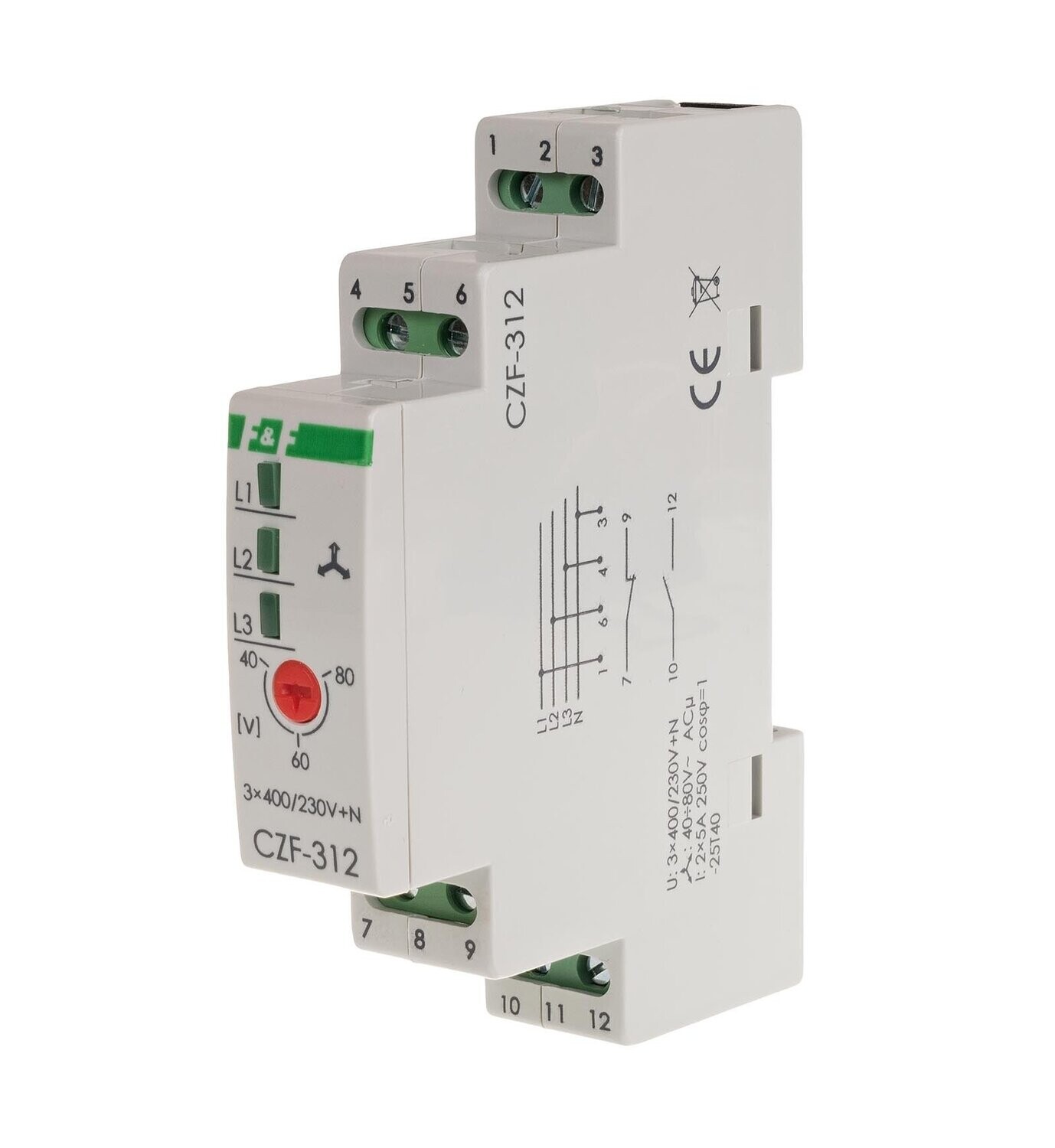 CZF-312 Phasenüberwachungsrelais 3 × 400 V + N 1×NO + 1×NC