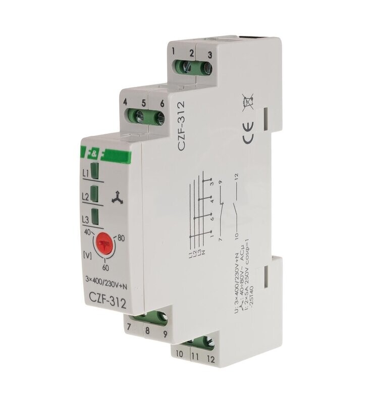 CZF-312 Phasenüberwachungsrelais 3 × 400 V + N 1×NO + 1×NC CZF-312 Phasenüberwachungsrelais 3 × 400 V + N 1×NO + 1×NC