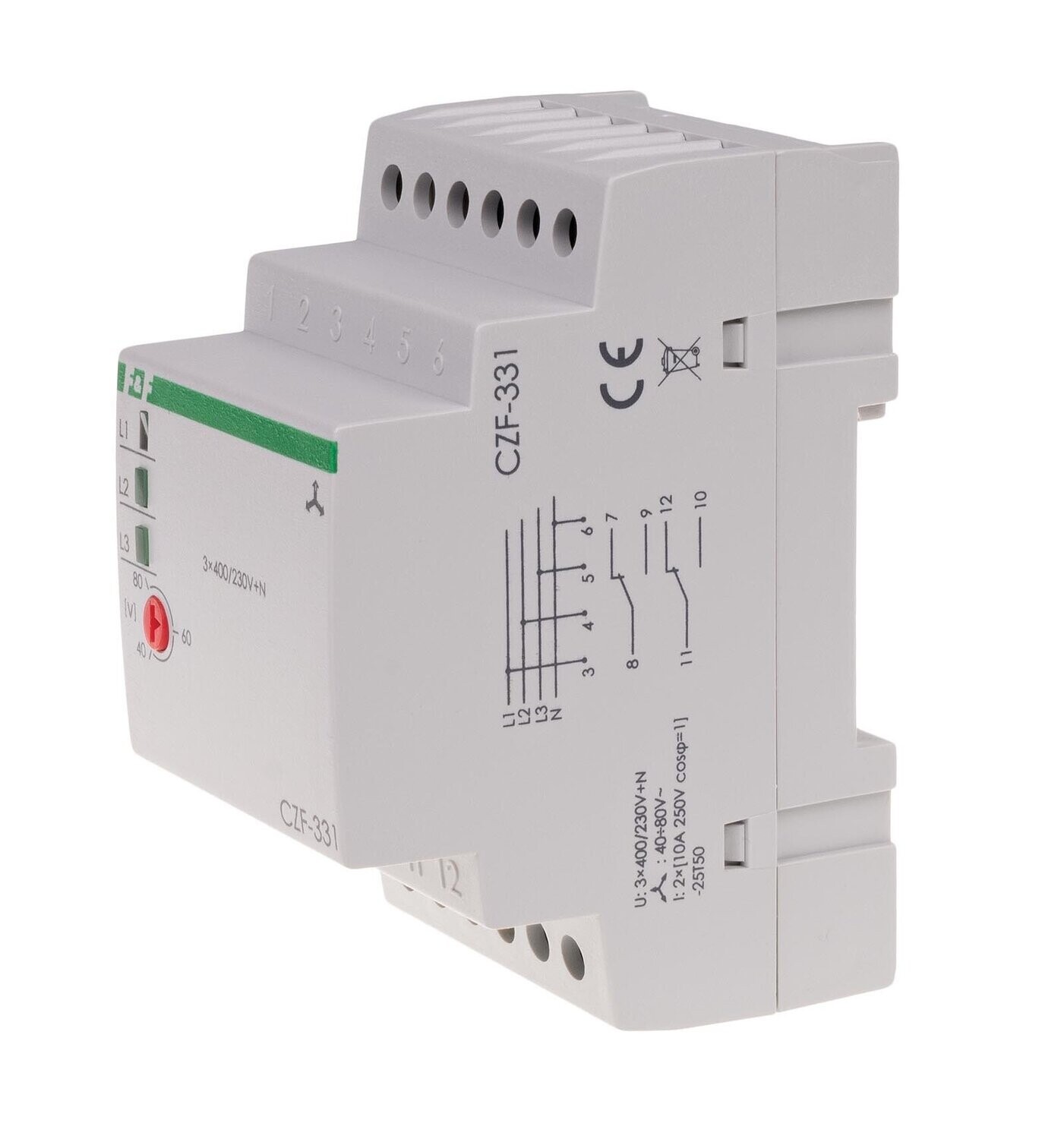 CZF-331 Phasenüberwachungsrelais 3 × 400 V + N  2x NO/NC