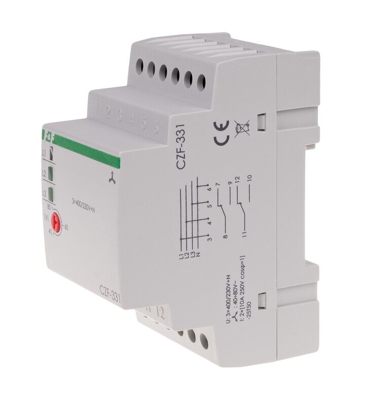CZF-331 Phasenüberwachungsrelais 3 × 400 V + N 2x NO/NC CZF-331 Phasenüberwachungsrelais 3 × 400 V + N 2x NO/NC