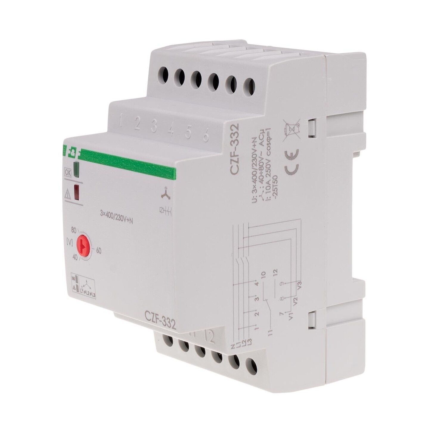 CZF-332 Phasenüberwachungsrelais 3 × 400 V + N 1x NO/NC