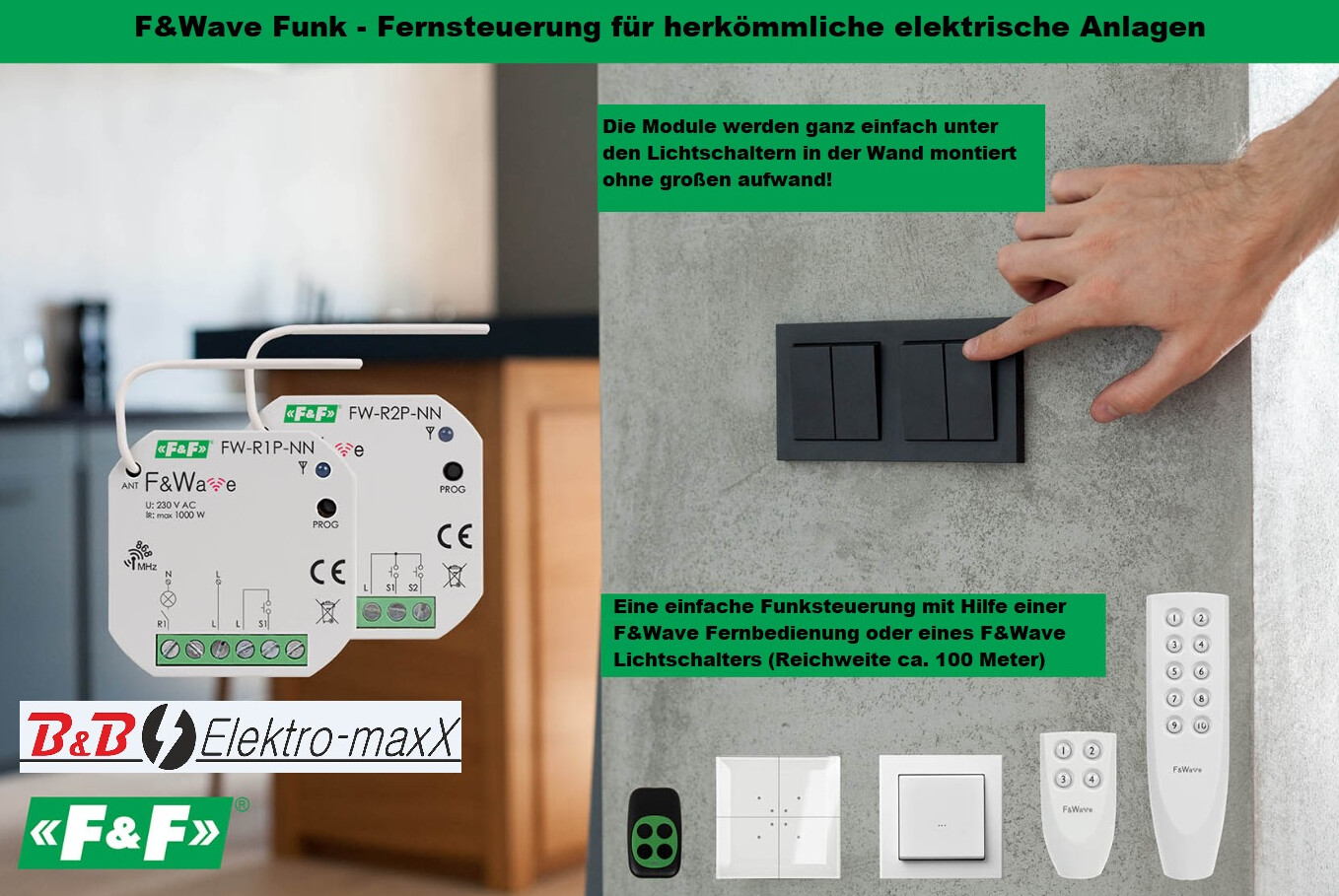 Funksteuerung ältere elektrische Anlagen F&Wave FW-R2P-NN