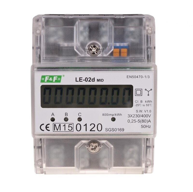 LE-02D drei Phasen Stromzähler 80A MID geeicht 3x 400V+N DIN Schiene LE-02D drei Phasen Stromzähler 80A MID geeicht 3x 400V+N DIN Schiene