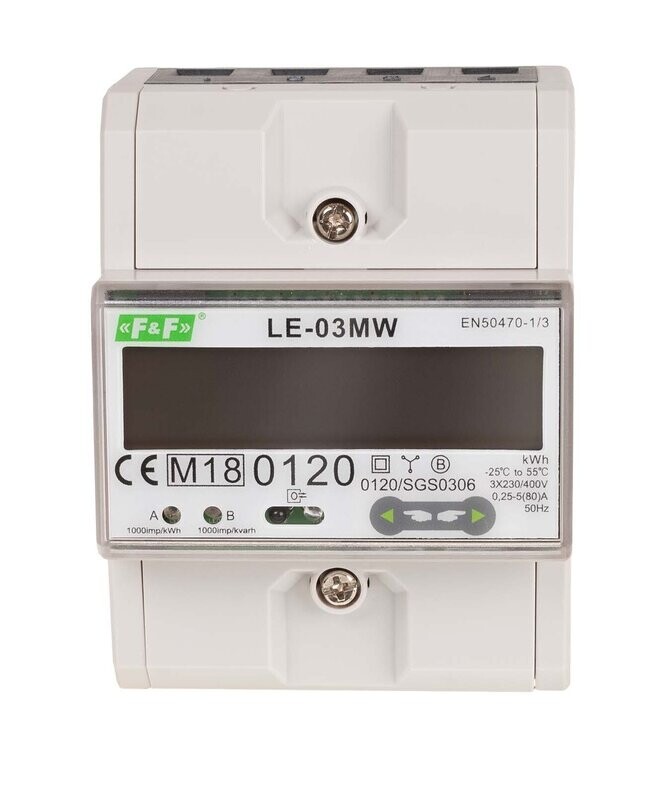 LE-03MW Dreiphasen Stromzähler MID 3×230V / 400V 80 A IP51 LE-03MW Dreiphasen Stromzähler MID 3×230V / 400V 80 A IP51