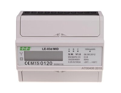 LE-03D drei Phasen Stromzähler 3×400 V+N 100A MID geeicht Messgerät